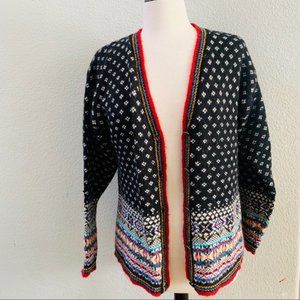CASCADE CLASSICS fair isle knit gray cozy cardigan